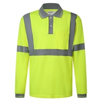 Camiseta Polo de Seguridad Multiusos ZUJA de Alta Visibilidad, Cumple con las Normas, Cómoda, de Manga Larga y Cuello Redondo