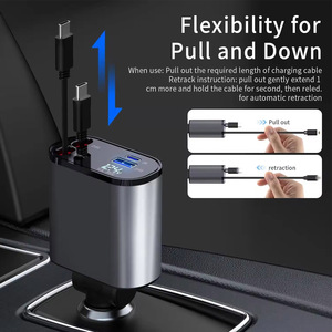 Nuovo Caricabatterie per Auto Portatile 4 <span class=keywords><strong>in</strong></span> 1 Personalizzabile all'Ingrosso, Adattatore di Ricarica Rapida Retrattile Tipo <span class=keywords><strong>C</strong></span> per iPhone e Android - Product Image 5
