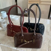 Sac à Main Rétro Tendance pour Femmes, Nouveau Style Automne, Sac Sous l'Épaule Coréen de Niche, Grande Capacité, Sac Bowling