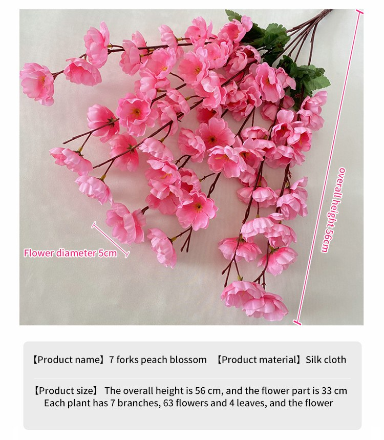 6 ft Artificial Peach Blossom Tree Pot for Office Reception Fade ...