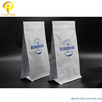 Pochettes de boîte à fond plat avec logo personnalisé pour emballage de café Pochette de boîte refermable Pochette de sac de café debout avec valve alimentaire PE