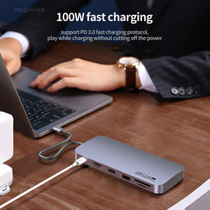 PD100W เชื่อมต่อที่เก็บข้อมูลมือถือ7-in-1 TYPE-C + USB 3.1 4K60Hz SD TF พร้อม <span class=keywords><strong>M</strong></span>.<span class=keywords><strong>2</strong></span> SATA NVMe SSD - Product Image 5