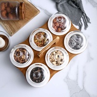 Plateau de service de luxe en bambou avec 6 bols et couvercle, décoration de la maison