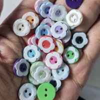 Niucky Kids DIY Kancing Bunga 12mm Resin Lapis Ganda Jala Dapat Dicuci Flatback Plum Blossom 2 Lubang Warna Permen Kerajinan Bayi