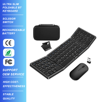 3-foldable klavye ve fare Combo şarj edilebilir 2.4G + BT Ultra ince 81 tuşları taşınabilir kablosuz bilgisayar klavye ve fare Combo