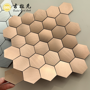 Carreaux de mosaïque hexagonaux en aluminium <span class=keywords><strong>blanc</strong></span> autocollants à bas prix pour salle de bain moderne et mur extérieur - Product Image 2