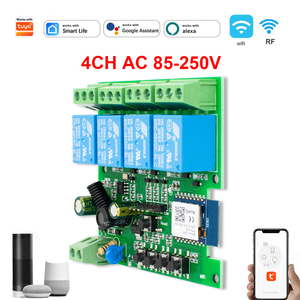 Module de commutation d'éclairage intelligent Wi-Fi Tuya à 4 canaux, compatible Alexa, <span class=keywords><strong>Google</strong></span> Home, Alice, récepteur RF433, 4CH DC85-250V - Product Image 6
