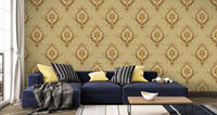 Papier peint de style européen Damas 53 cm de largeur Motif damassé classique Papier peint en PVC Texture en relief 3D