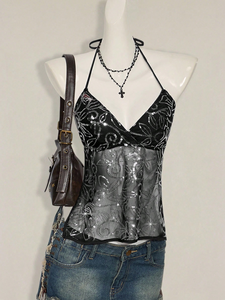 سترة نسائية بياقة هالتر وإغلاق بحزام، مصنوعة من نسيج الصوف المنسوج مع السباندكس/البوليستر، تصميم مثير على طراز النوادي الليلية وقابلة للتنفس - Product Image 1