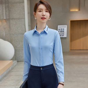 Unisex <b>Professional</b> Long Sleeve Shirt Solid Color Polyester Poplin No-Wrinkle Treatment Restaurant Bar Uniform - Product Image 4