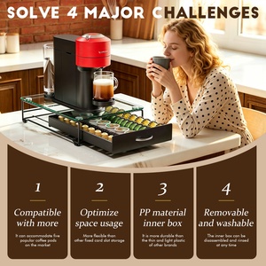 Support de rangement vertical en verre et métal pour capsules de café, tiroir à un niveau, organiseur de dosettes Vertuoline pour 40 pièces, pour cuisine - Product Image 4