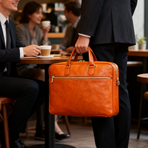 Bolsa de ordenador portátil negra de cuero genuino de vaca para hombre de <span class=keywords><strong>oficina</strong></span> de negocios clásica de fábrica, maletín de gran capacidad - Product Image 4