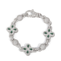Bracelet Hip Hop Miami Cuban NUOYA en argent plaqué or, serti de diamants, avec motif fleur, croix et trèfle à quatre feuilles, bijoux chaîne