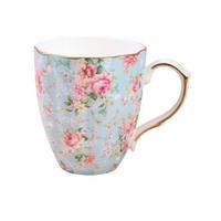 Tasse à café et à lait en porcelaine osseuse YueHe Element, résistante aux hautes températures, motif floral style pastoral, avec anse, pour usage professionnel et bureautique