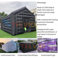 Tente de fête portable de grande taille, tente cube gonflable noire avec éclairage LED, bar disco, tente de nuit gonflable, chapiteau gonflable