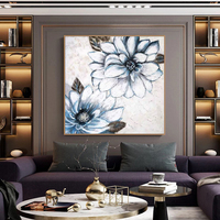 Personnalisé 100% Peint À La Main Épais Peintures À L'huile Abstraites Dropshipping Reproduction Toile Base avec Fleur Sujets À La Main