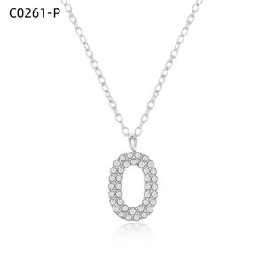 Collar con Colgante de Letra O Amy Amy, Chapado en Rodio, con Circonita Cúbica, Joyería de Moda para Mujer, Regalo, Uso Diario - Product Image 2