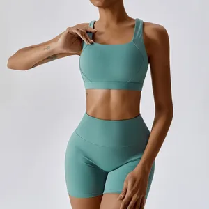 Joyyoung Ensemble de shorts pour <span class=keywords><strong>femme</strong></span>, personnalisable avec logo, respirant, uni, avec effet push-up, pour le <span class=keywords><strong>sport</strong></span>, la gym, le fitness, le yoga et le cyclisme, sexy, idéal pour l'été - Product Image 4