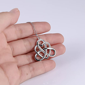 Collana con ciondolo a cuore con nodo cinese per donna, catena a clavicola con ciondolo triangolare, gioielli alla moda - Product Image 2