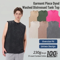 Débardeurs de sport oversize pour hommes, personnalisables, de haute qualité, en tissu épais 230 g/m², avec logo par sublimation, effet délavé à l'acide, pour la gym