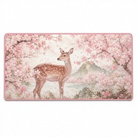 Tapis de souris de jeu de style Mori, anime japonais, imprimé cerf et fleurs de cerisier, suivi fluide, antidérapant, 800 x 400 x 3 mm