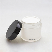 Pot en verre borosilicate vide avec couvercle en aluminium pour crème cosmétique visage et yeux, soin de la peau, lotion, impression personnalisée du logo, 30g/50g/1OZ