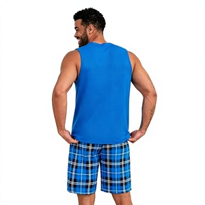 Men's Floral Sleeveless Tank Top Set Crew Neck Knitted Polyester/Cotton 200g Breathable Quick Dry Vintage High Street Summer - Product Image 3