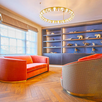 Breiter Hohlring-Kristall-Kronleuchter Luxuriöser Goldrahmen Pendelleuchte für Doppelhöhen-Esszimmer Villa Lobby mit Hoher Decke