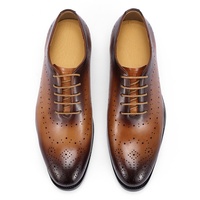 Chaussures décontractées pour hommes en cuir véritable de vachette, style brogue à lacets, best-seller transfrontalier en cuir de vachette pur