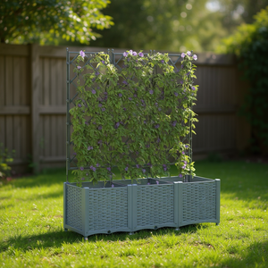 Fioriera da Giardino in Acciaio Grigio Chiaro, Set da 3 Pezzi, 120 x 40 x 143 cm, Vaso per Fiori da Esterno dal Design Moderno - Product Image 2