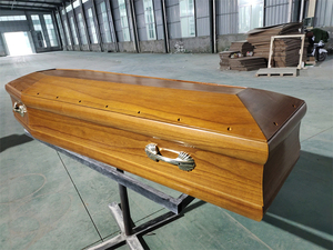 Cercueil pour bébé en bois de pin doré européen/américain, motif humain, intérieur en velours blanc, vernis 5 couches, écologique, imperméable - Product Image 3