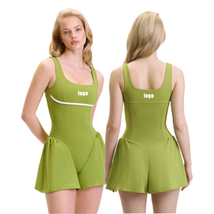 Body de Yoga Verde para Mujer con Rayas en Contraste, Cintura Alta, Tirantes Finos, Mono Deportivo de Una Pieza, Transpirable, Color Sólido - Product Image 1
