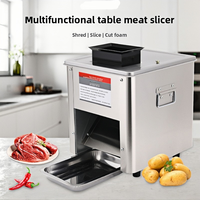 Machine à découper la viande électrique commerciale - Lame automatique en acier inoxydable, épaisseur réglable de 2 à 21 mm, lame amovible