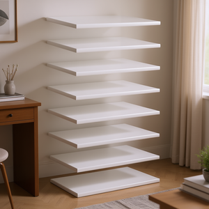 Tableros de madera de ingeniería blanca para estanterías, 23,6x19,7x0,6 pulgadas, diseño minimalista de alto brillo para almacenamiento en el hogar y la oficina - Product Image 2