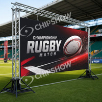 Écrans muraux LED d'extérieur P2.97 IP65 étanches 7680Hz pour location, P39 500x500mm, pour affichage de matchs de rugby de championnat