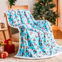 Couvertures et jetés de décorations de Noël, couverture Sherpa en polaire douce et chaude pour lit, canapé, canapé, renne, flocons de neige