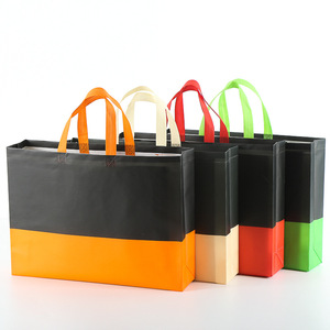 Sacs de courses personnalisés écologiques en non-tissé, color-block, recyclables, pour supermarché, fruits, vêtements, emballage d'entreprise, sacs à main bon marché - Product Image 1