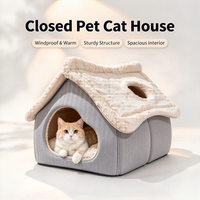 Villa pour chiens et chats semi-fermée, OEM ODM, robuste, forme 3D, douce pour la peau, chaude, amovible, lavable, en tissu Oxford, pour grands chats et chatons