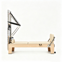 Reformer de Pilates portable et réglable en érable massif, écologique, avec demi-tournebroche pour la maison