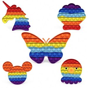 Jouet sensoriel Fidget Push Pop Bubble en silicone arc-en-ciel - Product Image 3