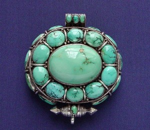 Handmade 925 sterling Silver Fine Mặt dây Charms Mô Hình Trái Tim Kim Cương Bộ <span class=keywords><strong>ghau</strong></span> lấy cảm hứng từ tôn giáo Phật giáo màu Ngọc Lam vàng-cho - Product Image 2