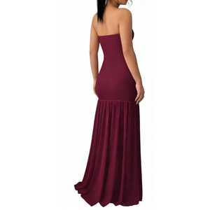 ชุดเดรสยาวแบบไม่มีสายรัดไหล่สำหรับผู้หญิง ทรงเข้ารูป ผ้าชีฟองจับจีบระบายชายกระโปรง ชุดราตรีสำหรับงานแต่งงาน แฟชั่นสำหรับผู้หญิง - Product Image 4
