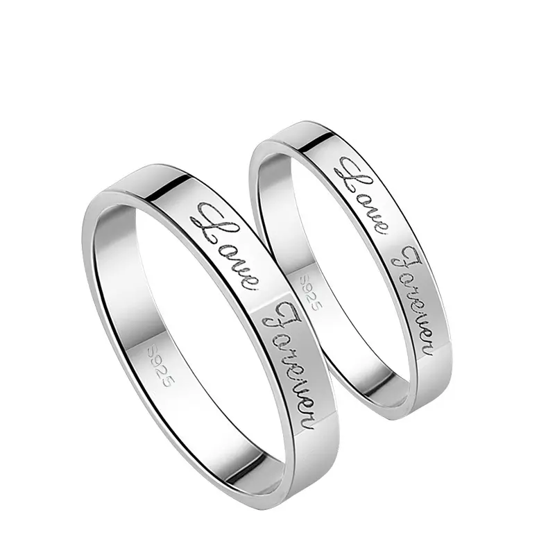 Anillos chapados en plata 925 para hombre y mujer, joyería de amor para parejas, joyería para amantes de los dedos