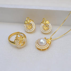 S925 <b>Silver</b> Fine Jewelry <b>Set</b> DIY Accessories-Personalized Female Pendant Necklace Pearl Empty <b>Ring</b> Holder 1306 - Product Image 1