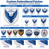 Badge brodé OEM personnalisé avec logo, écusson en fil avec bordure surjetée, emblème personnalisé pour accessoires vestimentaires, vente en gros