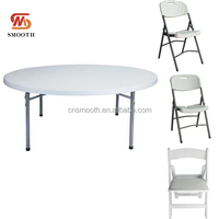 Table et chaises pliantes rondes blanches portables et économiques pour événements de mariage et banquets - Vente en gros SMS