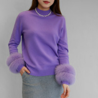 Pull en laine sans couture personnalisé sans couture Pull en laine léger pour femmes avec fourrure de renard