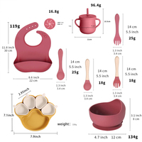 Assiette à vaisselle en silicone pour enfants bol à vaisselle pour tout-petits sevrage avec paille et couvercle ensemble de vaisselle
