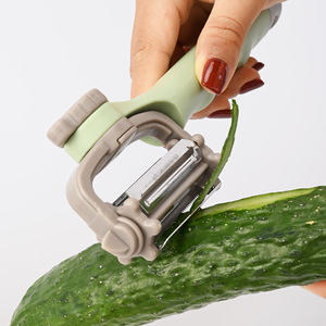 Ensemble de 3 éplucheurs rotatifs multifonctions Yangjiang, manche vert avec couteau dissimulé, pour éplucher, râper et hacher les fruits - Product Image 4