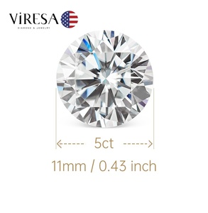 Viresa Us Lokale Voorraad Gra Gecertificeerd <span class=keywords><strong>Moissanite</strong></span> Vvs 5 Karaat 11Mm Ronde <span class=keywords><strong>Moissanite</strong></span> Steen Groothandel - Product Image 1